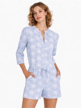 J. Crew Factory Romper Blue Long Sleeve 6
